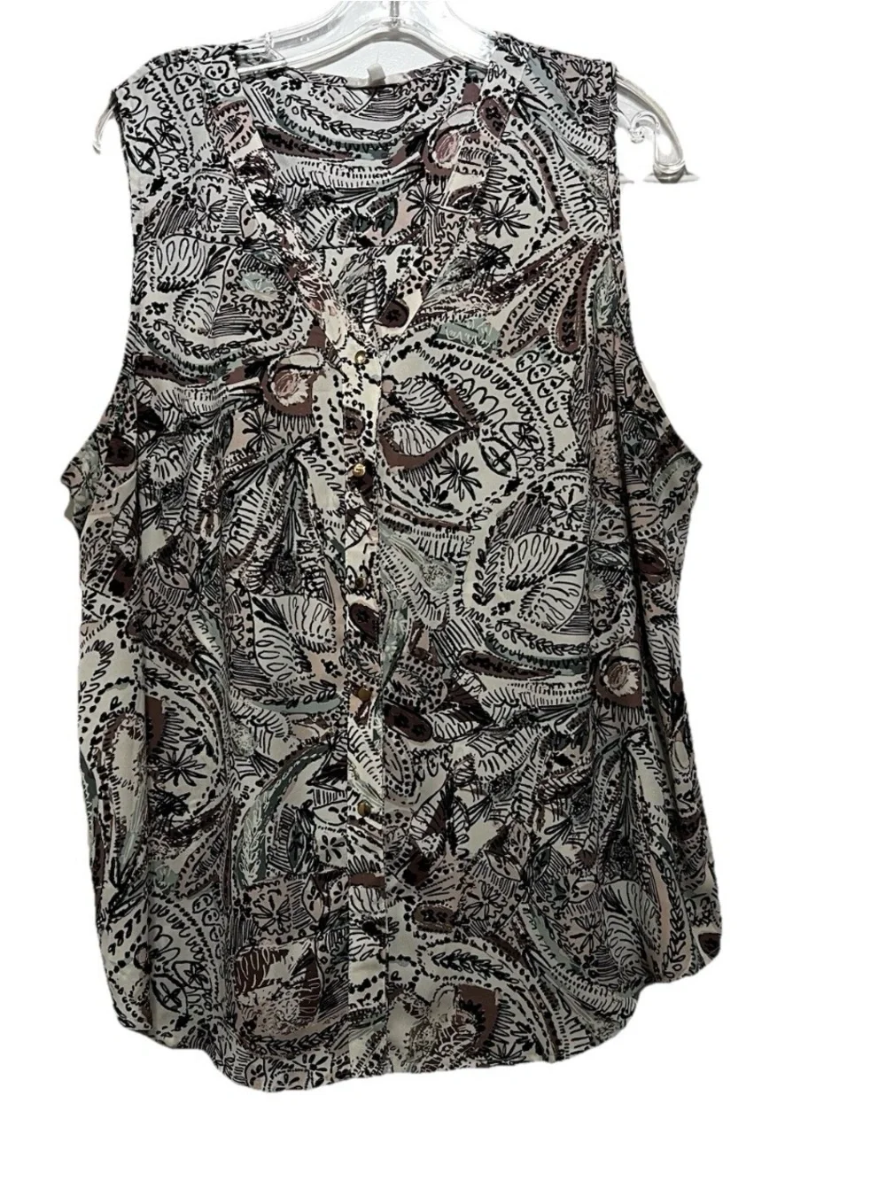 Maurices Womens Plus Size 1X Abstract botanical sketch print Sleeveless Blouse